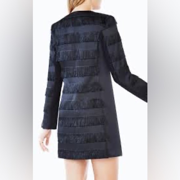 BCBGMaxAzria Anika Black Fringe Jacket Blazer Dress - Size Large - Picture 2 of 2